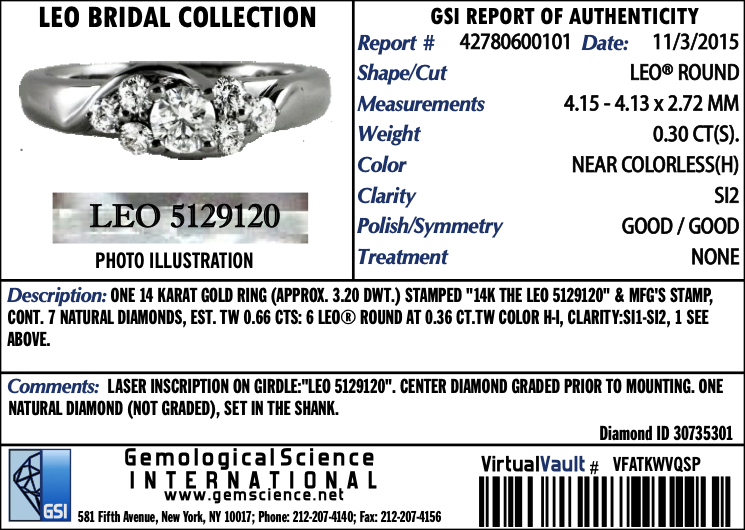 GSI Laser Inscription on Diamonds